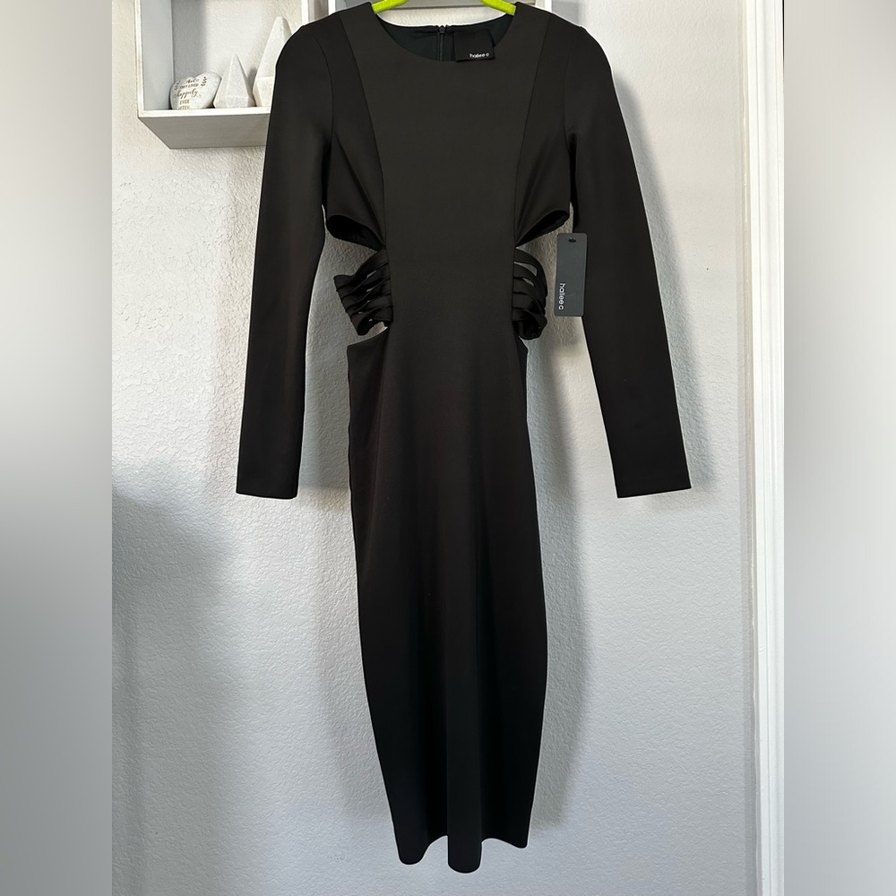 ANTHROPOLOGIE | Hailee C Long Sleeve Cutout Scuba Crepe Dress (S) NWT